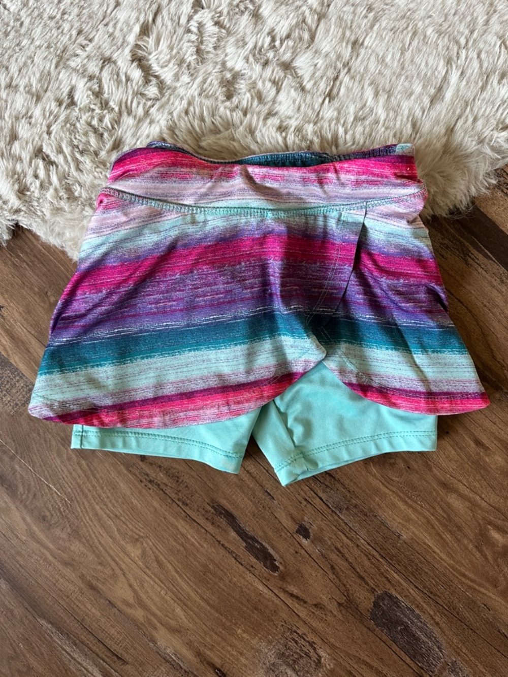 Skechers Mint Inner Shorts with Pink Teal Purple Striped Skort